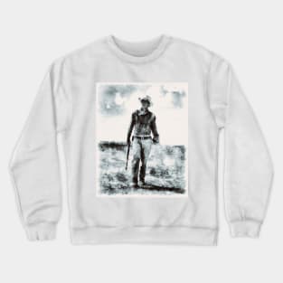 John Wayne Watercolor Painting Crewneck Sweatshirt